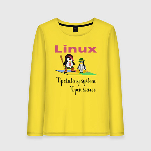 Женский лонгслив Линукс пингвин система / Желтый – фото 1