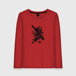 Лонгслив хлопковый женский Кот-рубака, цвет: красный