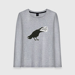 Лонгслив хлопковый женский Кричащая ворона, цвет: меланж