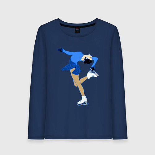 Женский лонгслив Фигуристка на льду / Тёмно-синий – фото 1