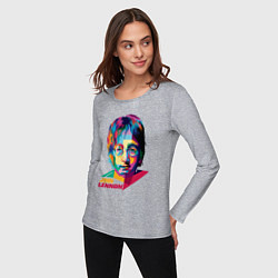 Лонгслив хлопковый женский John Lennon картина абстракция, цвет: меланж — фото 2