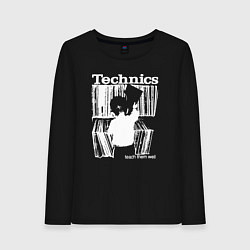 Лонгслив хлопковый женский Tichnics music, цвет: черный