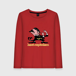 Лонгслив хлопковый женский Beat capitalism, цвет: красный