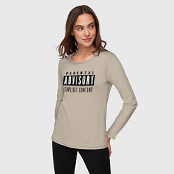 Лонгслив хлопковый женский Parental advisory, цвет: миндальный — фото 2