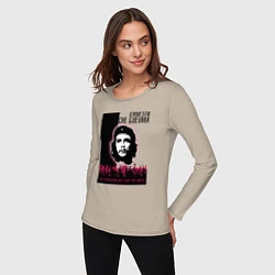 Лонгслив хлопковый женский Эрнесто Че Гевара и революция, цвет: миндальный — фото 2