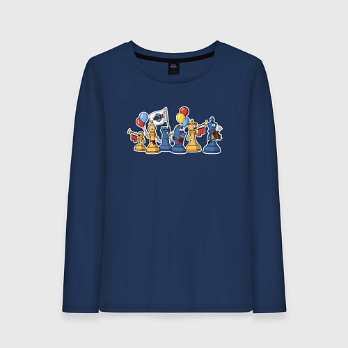 Женский лонгслив Шахматный парад 1 мая / Тёмно-синий – фото 1