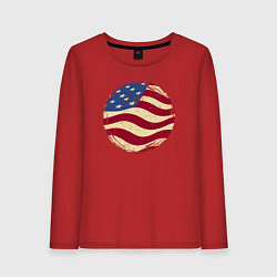 Лонгслив хлопковый женский Flag USA, цвет: красный