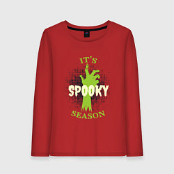 Лонгслив хлопковый женский Its spooky season, цвет: красный