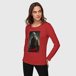 Лонгслив хлопковый женский Зомби мертый остров, цвет: красный — фото 2