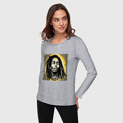 Лонгслив хлопковый женский Прекрасный Граффити Портрет Боб Марли, цвет: меланж — фото 2