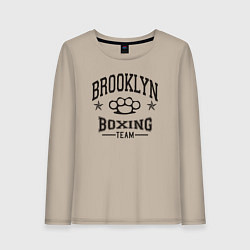 Лонгслив хлопковый женский Brooklyn boxing, цвет: миндальный