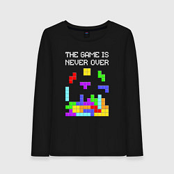 Лонгслив хлопковый женский Tetris - the game is never over, цвет: черный
