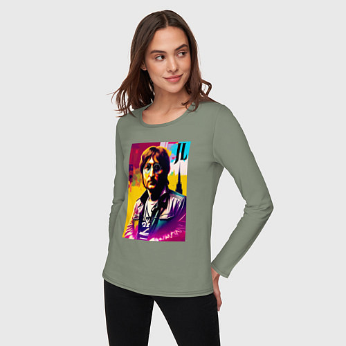 Женский лонгслив John Lennon - world legend / Авокадо – фото 3