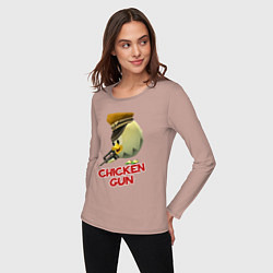 Лонгслив хлопковый женский Chicken Gun logo, цвет: пыльно-розовый — фото 2