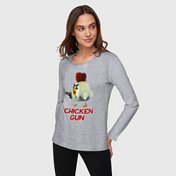 Лонгслив хлопковый женский Chicken Gun chick, цвет: меланж — фото 2