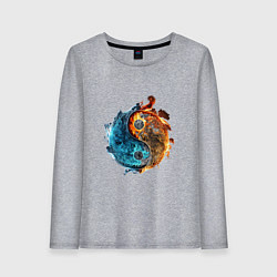 Лонгслив хлопковый женский Стихии огня и воды, цвет: меланж