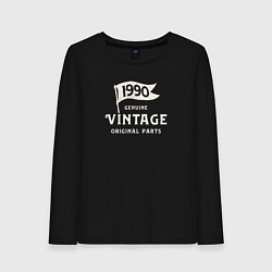 Лонгслив хлопковый женский 1990 подлинный винтаж - оригинальные детали, цвет: черный