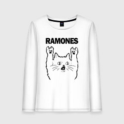 Лонгслив хлопковый женский Ramones - rock cat, цвет: белый