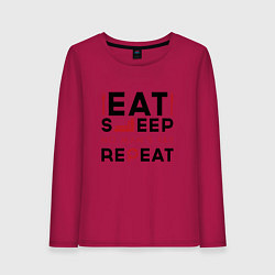 Лонгслив хлопковый женский Надпись: eat sleep No Mans Sky repeat, цвет: маджента