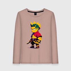 Лонгслив хлопковый женский Bart Simpson samurai - neural network, цвет: пыльно-розовый