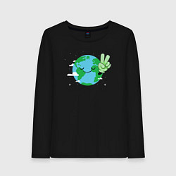 Лонгслив хлопковый женский Peace world, цвет: черный