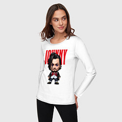 Лонгслив хлопковый женский Johnny Depp - cool dude - pop art, цвет: белый — фото 2