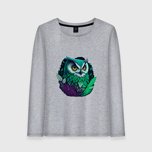 Женский лонгслив Изумрудная сова / Меланж – фото 1