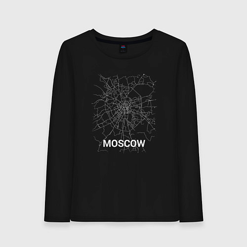 Женский лонгслив Moscow map / Черный – фото 1
