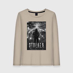 Лонгслив хлопковый женский Stalker thunderstorm, цвет: миндальный