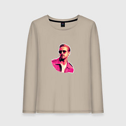 Женский лонгслив Райан Гослинг розовый арт