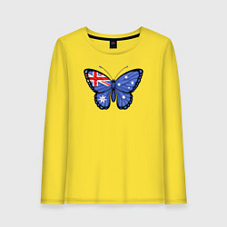 Лонгслив хлопковый женский Австралия бабочка, цвет: желтый