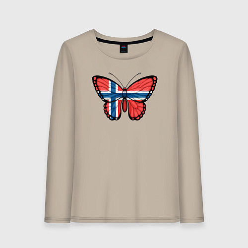 Женский лонгслив Норвегия бабочка / Миндальный – фото 1