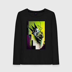 Лонгслив хлопковый женский Музыка города 2 - Хуф и Ся, цвет: черный