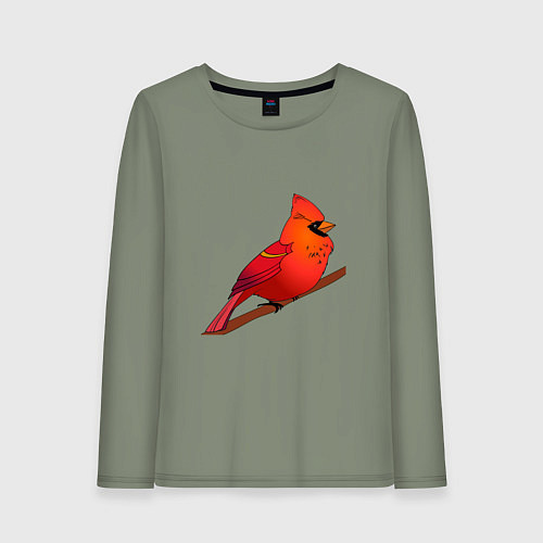 Женский лонгслив Птица красный кардинал / Авокадо – фото 1