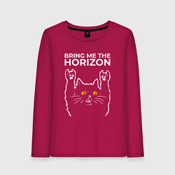 Лонгслив хлопковый женский Bring Me the Horizon rock cat, цвет: маджента