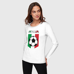 Лонгслив хлопковый женский Футбол Италии, цвет: белый — фото 2