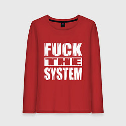 Лонгслив хлопковый женский SoD - f**k the system, цвет: красный