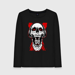Лонгслив хлопковый женский DnB skull, цвет: черный