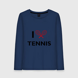 Лонгслив хлопковый женский I Love Tennis, цвет: тёмно-синий