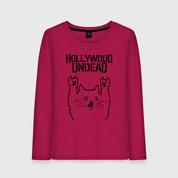 Лонгслив хлопковый женский Hollywood Undead - rock cat, цвет: маджента