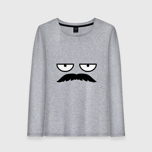 Женский лонгслив Эмодзи Рон Свонсон с усами / Меланж – фото 1