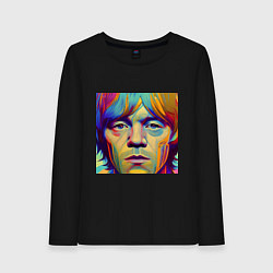 Лонгслив хлопковый женский Brian Jones Digital Portret, цвет: черный