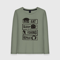 Женский лонгслив Eat sleep fishing repeat