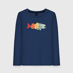 Лонгслив хлопковый женский Color fish, цвет: тёмно-синий