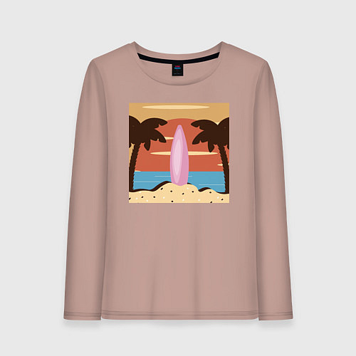 Женский лонгслив Летний отдых на пляже / Пыльно-розовый – фото 1