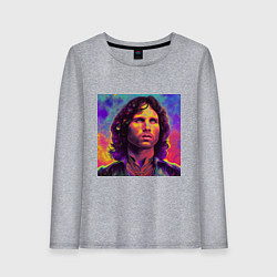 Лонгслив хлопковый женский Jim Morrison Strange colors Art, цвет: меланж