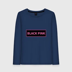 Лонгслив хлопковый женский Логотип Блек Пинк, цвет: тёмно-синий