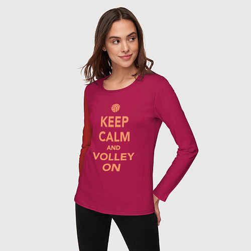 Женский лонгслив Keep calm and volley on / Маджента – фото 3