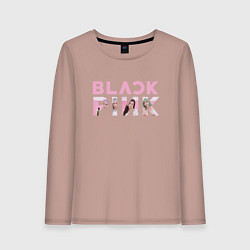 Лонгслив хлопковый женский Blackpink logo Jisoo Lisa Jennie Rose, цвет: пыльно-розовый