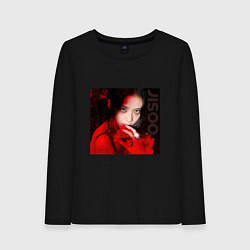 Лонгслив хлопковый женский Blackpink Jisoo in red, цвет: черный